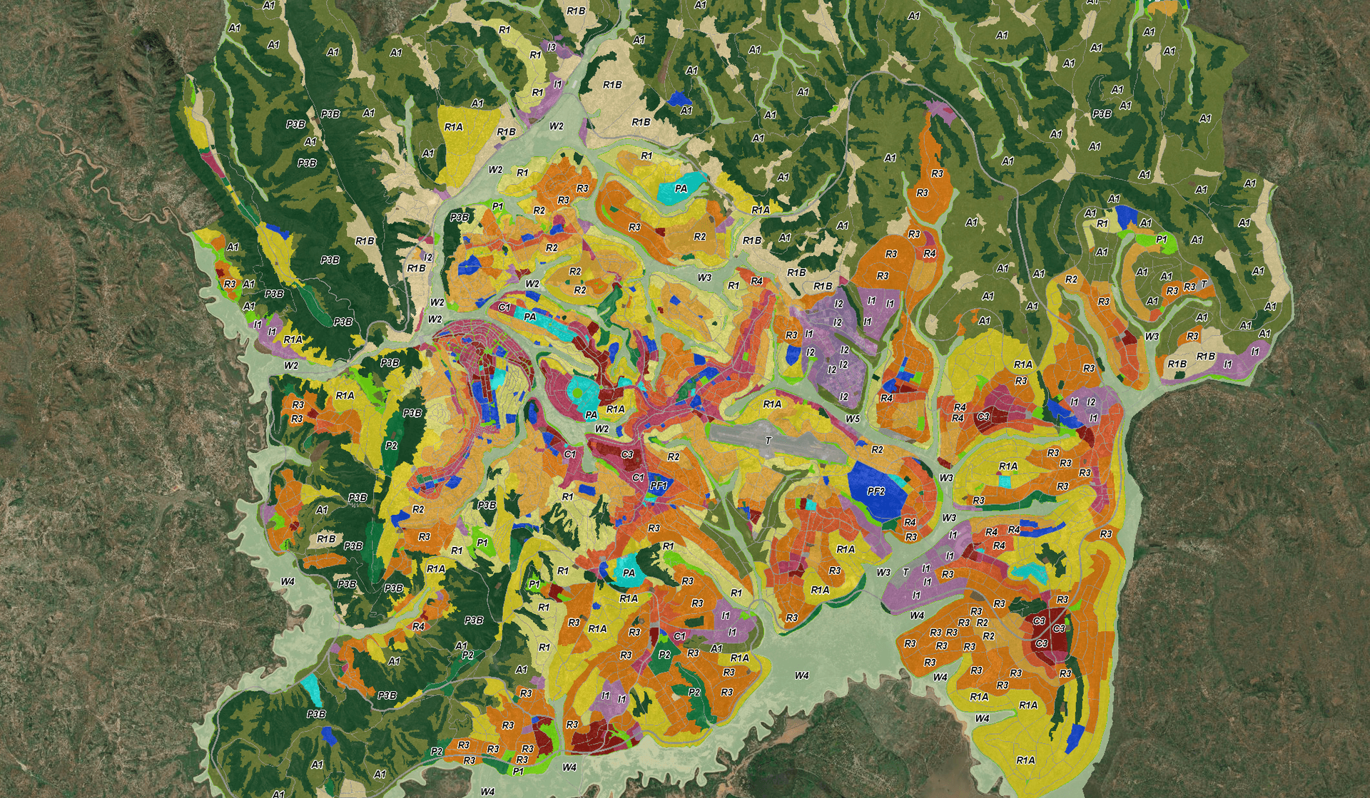 Map of Kigali 2050 Master Plan showing zones.