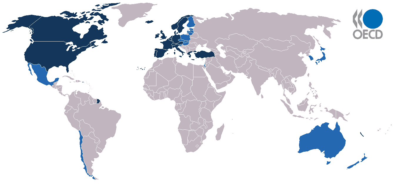 A map of OECD member states.