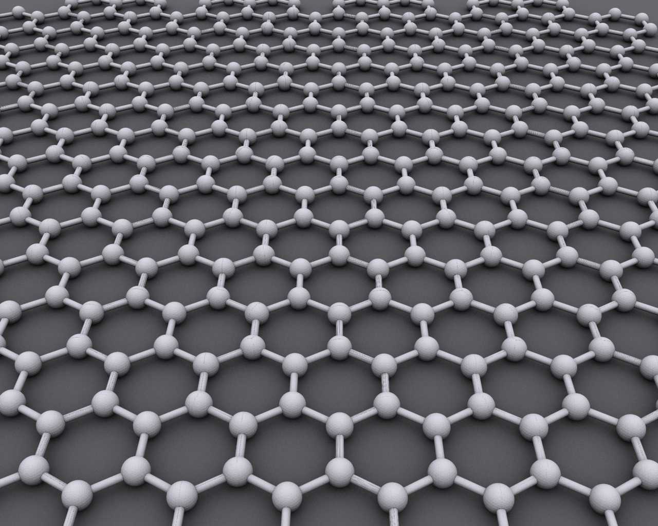 A hexagonal lattice computer-generated illustration of the molecular structure of graphene.