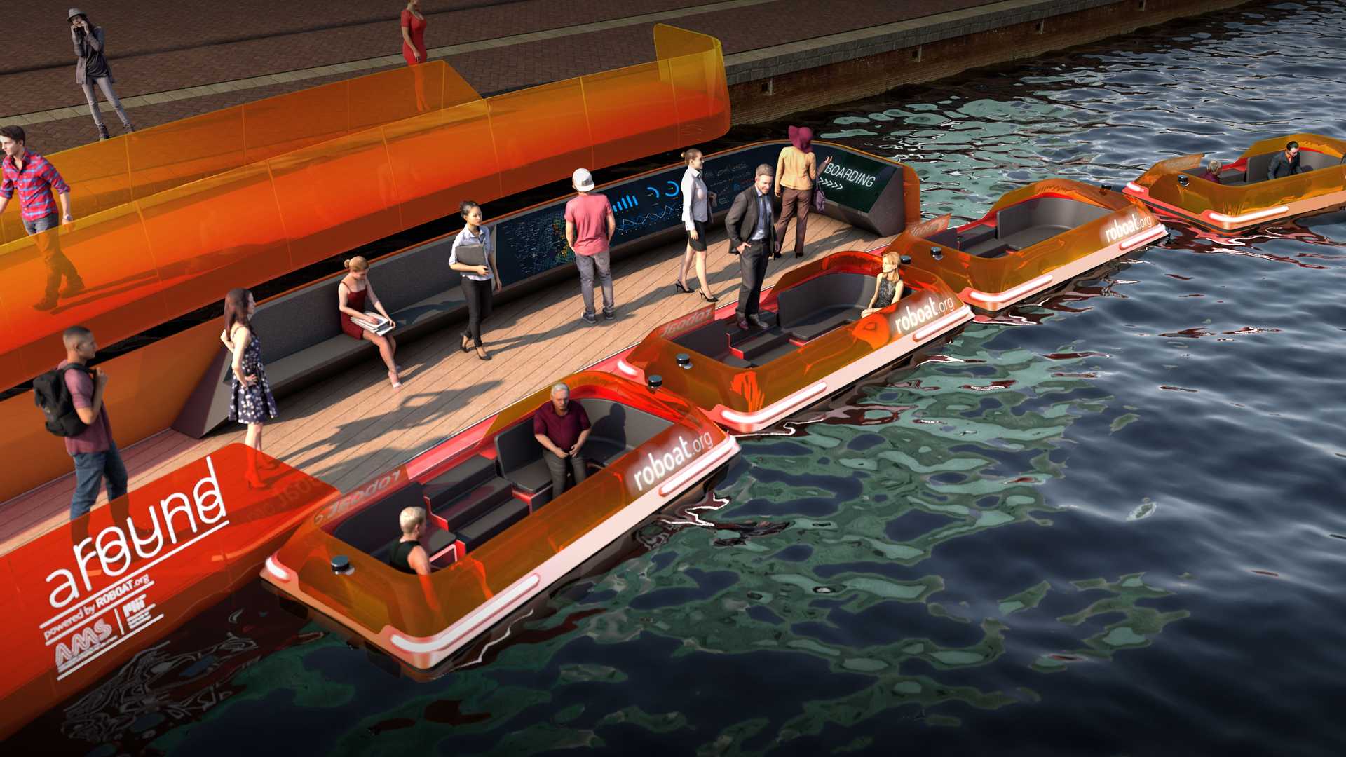 Self-assembling, self-driving electric barges.