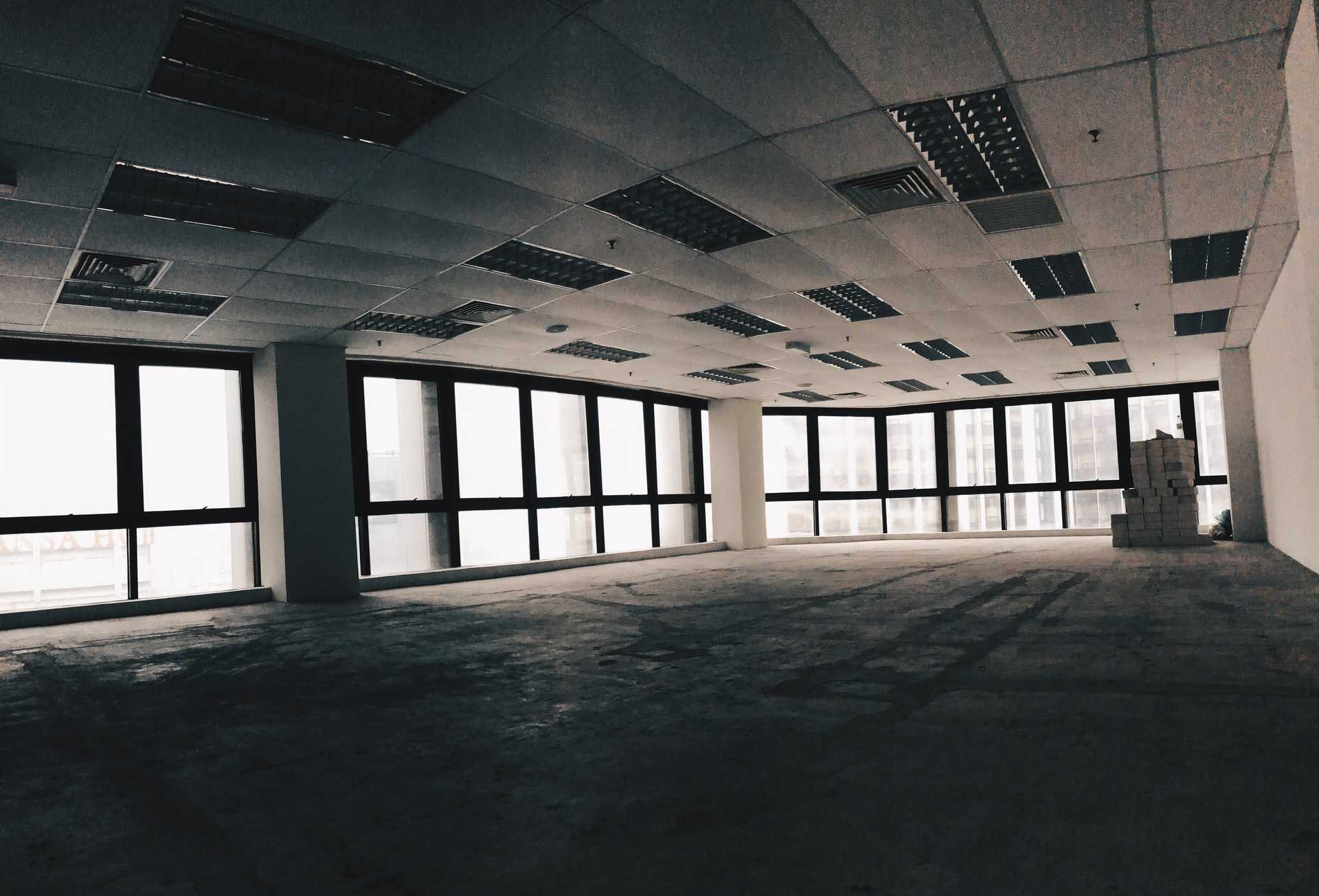 A vacant floor in an obsolete office building.